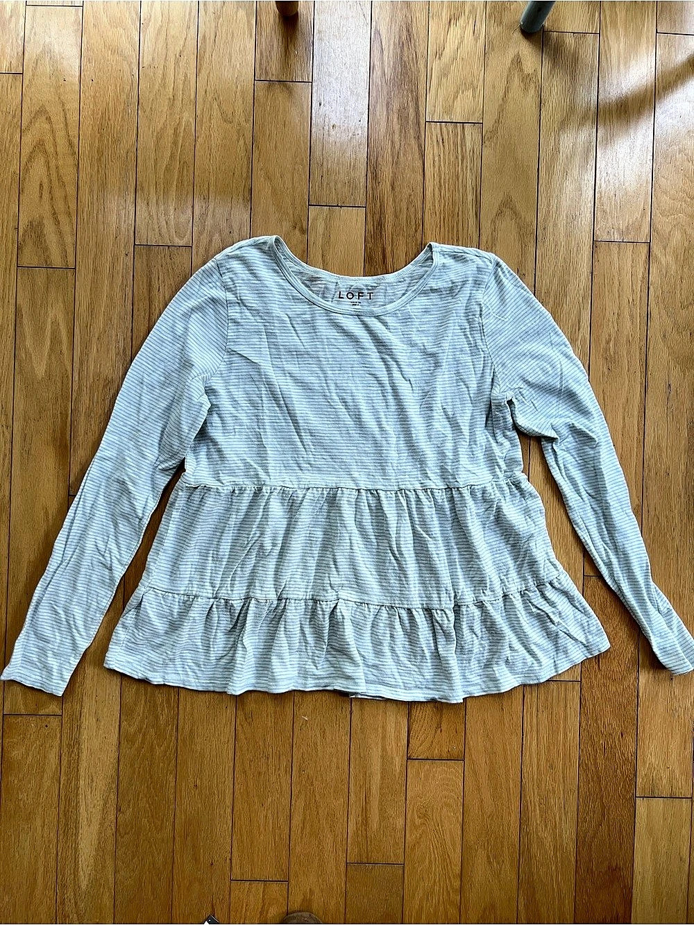 LOFT Striped Tiered Tunic in Blue & White Like New